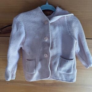 Baby Gap knit hoodie with bear ears 6-12 months light pink